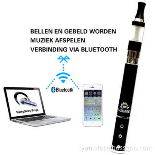 Black 350mAh Bluetooth Electronic Cigarettes with 1.6mL Atomizer, 3.2-4.2V
